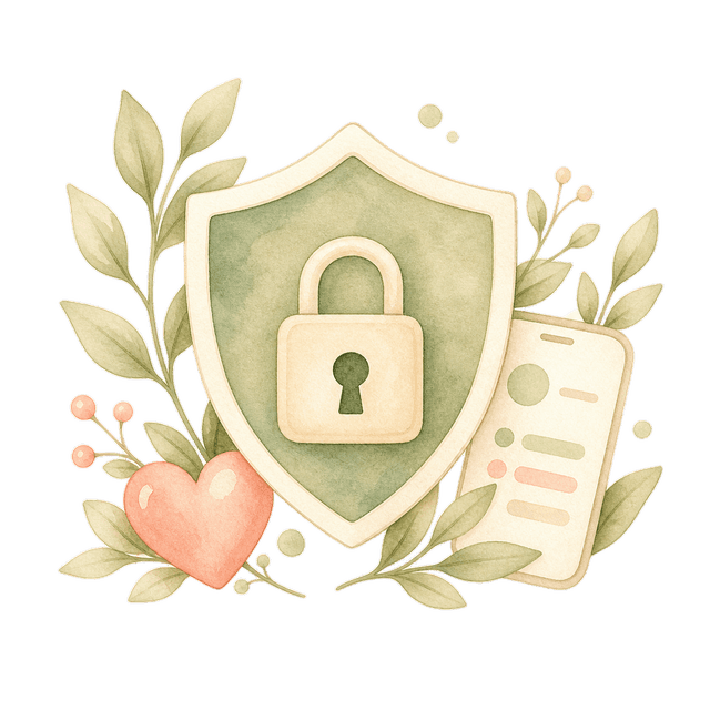 Watercolor privacy shield and lock with leaves